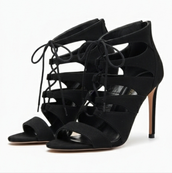 Madden Girl Shoes - Madden Girl Black Strappy Open Toe Heels